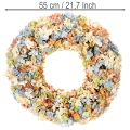 Wieniec z hortensji sztucznej, kolorowy, na drzwi i ścianę, 55 cm | Floristik24.pl