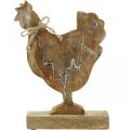 Floristik24 Drewniany kurczak, dekoracja wiosenna, figura wielkanocna naturalna, myta na biało wys.26cm