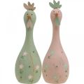 Floristik24 Drewniane kurczaki Deco różowe, zielone figurki do dekoracji wielkanocnych Ø5cm W15cm 2szt