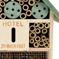 Floristik24 Hotel dla owadów Drewniany domek dla owadów Zielony Naturalny 26,5x9x31cm