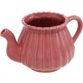 Floristik24 Dekoracyjny czajniczek ceramiczny doniczka różowy, czerwony, biały L19cm 3szt