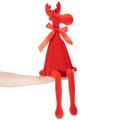 Dekoracyjna figurka łosia z kokardą, siedząca, półka z flokowanego materiału, 54 cm | Floristik24.pl