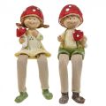 Floristik24 Stołek półkowy figurki dekoracyjne chłopiec i dziewczynka grzybek dzieci 2szt