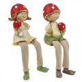 Floristik24 Stołek półkowy figurki dekoracyjne chłopiec i dziewczynka grzybek dzieci 2szt