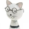 Floristik24 Kot w okularach, figura ozdobna do postawienia, figurka kota metal czarno-biały wys.16cm Ø7cm