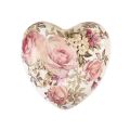 Floristik24 Ceramiczne dekoracyjne serce z różami fajansowymi na stół 10,5cm