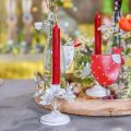 Floristik24 Ozdoba na świecę, wiosna, świecznik z kwiatami, metalowa ozdoba na wesele