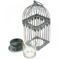 Dekoracja na świecę, klatka na ptaszka z kieliszkiem na tealight, lampion metalowy, dekoracja ślubna, lampion 22cm