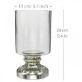 Floristik24 Latarnia szklana świeca szkło antyczne srebro Ø13cm W24cm