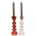 Floristik24 Świecznik szklany świecznik różowy/różowy Ø5-6cm wys.19cm 2szt