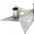 Floristik24 Gwiazda do dekoracji świecy, dekoracja metalowa, świecznik na 2 świece stożkowe srebrne, wygląd antyczny 23cm × 22cm