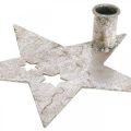 Floristik24 Metalowa gwiazda dekoracyjna, stożkowy świecznik na Boże Narodzenie srebrny, antyczny wygląd 20 cm × 19,5 cm