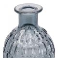 Floristik24 Mały szklany wazon wazon o strukturze plastra miodu szkło niebiesko-szary W20cm 6szt