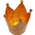 Świecznik na herbatę korona rdza złoty wygląd metalowa dekoracja wys.11cm | Floristik24.pl