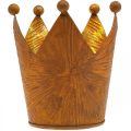 Świecznik na herbatę korona rdza złoty wygląd metalowa dekoracja wys.11cm | Floristik24.pl