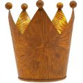 Floristik24 Świecznik na herbatę korona rdza złoty wygląd metalowa dekoracja wys.10cm