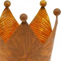 Świecznik na herbatę korona rdza złoty wygląd metalowa dekoracja wys.10cm | Floristik24.pl