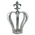 Floristik24 Ozdobna korona, dekoracja stołu, metalowa dekoracja srebrna, myta biel W16cm Ø11cm