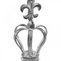 Floristik24 Ozdobna korona wtyczki wykonana z szarego metalu, sprana biel Ø6,5 cm W12 cm