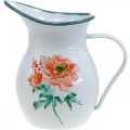 Floristik24 Dekoracyjny dzbanek, wazon na kwiaty w stylu vintage, emaliowany dzbanek z motywem róży wys. 19 cm