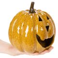 Ceramiczna dynia z twarzą, dekoracja LED, Halloween, 19 cm | Floristik24.pl