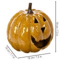 Ceramiczna dynia z twarzą, dekoracja LED, Halloween, 19 cm | Floristik24.pl