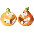 Floristik24 Dekoracyjna figurka dyni i świecznik, zabawna buźka, jesienna dekoracja, 12 cm, 2 sztuki