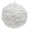 Floristik24 Świeca kula róże okrągła świeca biała dekoracja stołu Ø10,5cm