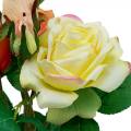 Floristik24 Sztuczne kwiaty, bukiet róż, dekoracja stołu, jedwabne kwiaty, sztuczne róże żółty pomarańczowy