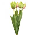 Floristik24 Sztuczne kwiaty tulipan zielony, wiosenny kwiat 48cm pakiet 5 sztuk