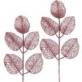 Floristik24 Sztuczne rośliny, liście dekoracyjne, sztuczna gałąź różowy brokat L36cm 10szt