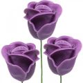 Floristik24 Róże sztuczne fioletowe róże woskowe róże dekoracyjne róże woskowe Ø6cm 18szt