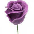 Floristik24 Róże sztuczne fioletowe róże woskowe róże dekoracyjne róże woskowe Ø6cm 18szt