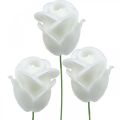 Floristik24 Sztuczne róże białe róże woskowe róże dekoracyjne wosk Ø6cm 18szt