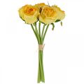 Floristik24 Sztuczne Róże Żółte Sztuczne Róże Jedwabne Kwiaty 28cm 7szt