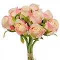 Floristik24 Sztuczne róże różowe morele sztuczne róże 28cm pęczek 9szt