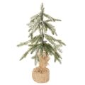 Floristik24 Sztuczna roślina ze śniegiem, choinka LED w worku jutowym, zasilana bateriami, do użytku wewnątrz pomieszczeń, 50 cm