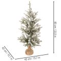 Sztuczna choinka ze śniegiem w worku jutowym, 40 diod LED, do użytku wewnątrz, 85 cm | Floristik24.pl