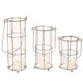 Latarnia ogrodowa, metalowa lampa wiatrowa Ø8,5cm H23/18,5/14,5cm zestaw 3-częściowy | Floristik24.pl