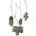 Floristik24 Liście metalowe do powieszenia antyczne szare liście jesienne 7,5-10cm 4szt.