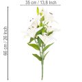 Sztuczne lilie, 6 białych kwiatów, realistyczna gałązka kwitnąca, 66 cm | Floristik24.pl
