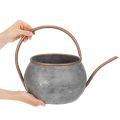 Metalowa dekoracyjna konewka, styl vintage, rustykalny, dekoracja ogrodu, do sadzenia, srebrno-miedziana, dł. 41 cm, Ø26 cm, wys. 30 cm | Floristik24.pl
