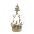 Floristik24 Metalowa korona, świecznik na tealighty na adwent, doniczka do zawieszenia złota, antyczny wygląd Ø16,5 cm wys. 27 cm