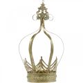 Floristik24 Metalowa korona, świecznik na tealighty na adwent, doniczka do zawieszenia złota, antyczny wygląd Ø16,5 cm wys. 27 cm