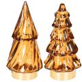 Floristik24 Szklana choinka LED, dekoracja do użytku wewnątrz, zasilana bateriami, 13 cm, 2 sztuki