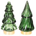 Floristik24 Szklana choinka z lampkami LED, dekoracja stołu, Boże Narodzenie, 13cm, 2 sztuki