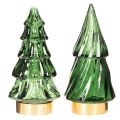 Szklana choinka z lampkami LED, dekoracja stołu, Boże Narodzenie, 13cm, 2 sztuki | Floristik24.pl