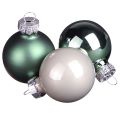 Floristik24 Mini bombki świąteczne szkło zielone masa perłowa szara Ø3cm 22 szt