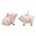 Floristik24 Zestaw figurek dekoracyjnych świnka z przyjaciółmi zwierząt 9,3cm×7,5/8,5cm 2szt.