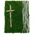 Floristik24 Obraz z mchu i krzyża na grób zielony, biały 40×30cm